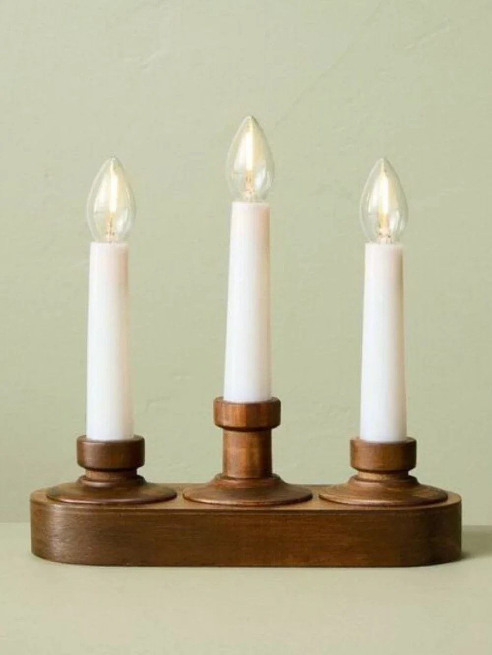 2 SETS Hearth & Hand LED Window Candelabra With Wooden Base